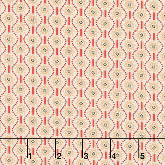 Circa - Turkey Red Sunbursts Cream Yardage