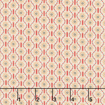 Circa - Turkey Red Sunbursts Cream Yardage