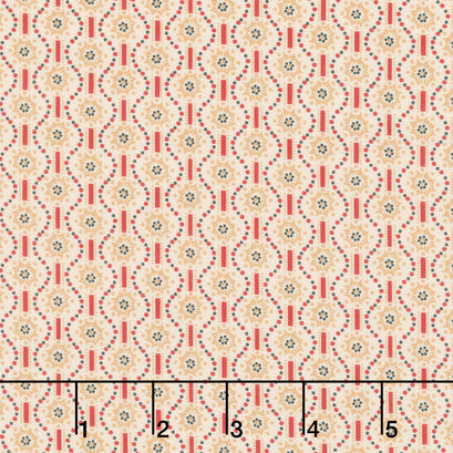 Circa - Turkey Red Sunbursts Cream Yardage