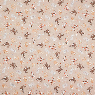 Petal and Purr - Feline Friends Taupe Yardage