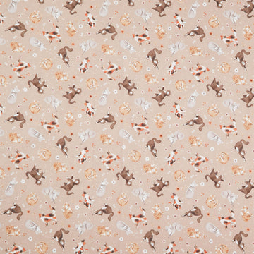 Petal and Purr - Feline Friends Taupe Yardage