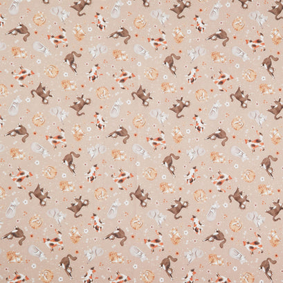 Petal and Purr - Feline Friends Taupe Yardage