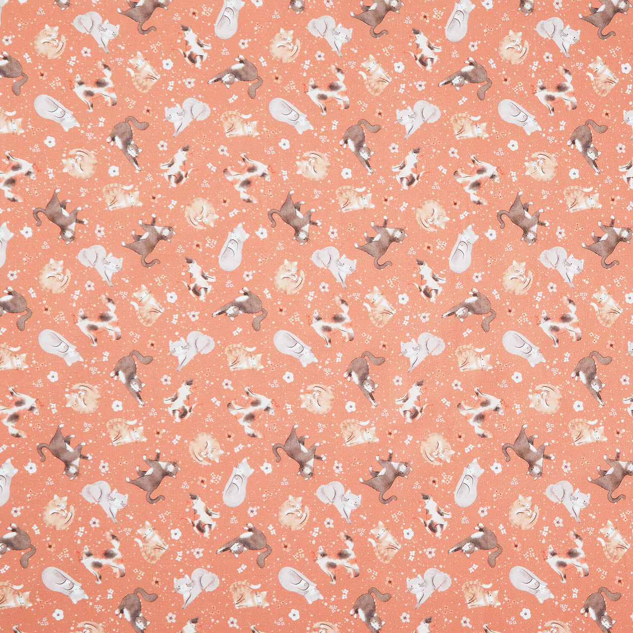 Petal and Purr - Feline Friends Rust Yardage