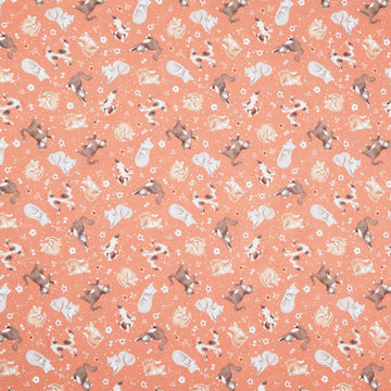 Petal and Purr - Feline Friends Rust Yardage
