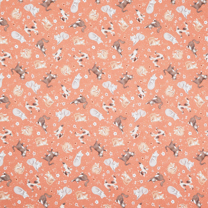 Petal and Purr - Feline Friends Rust Yardage