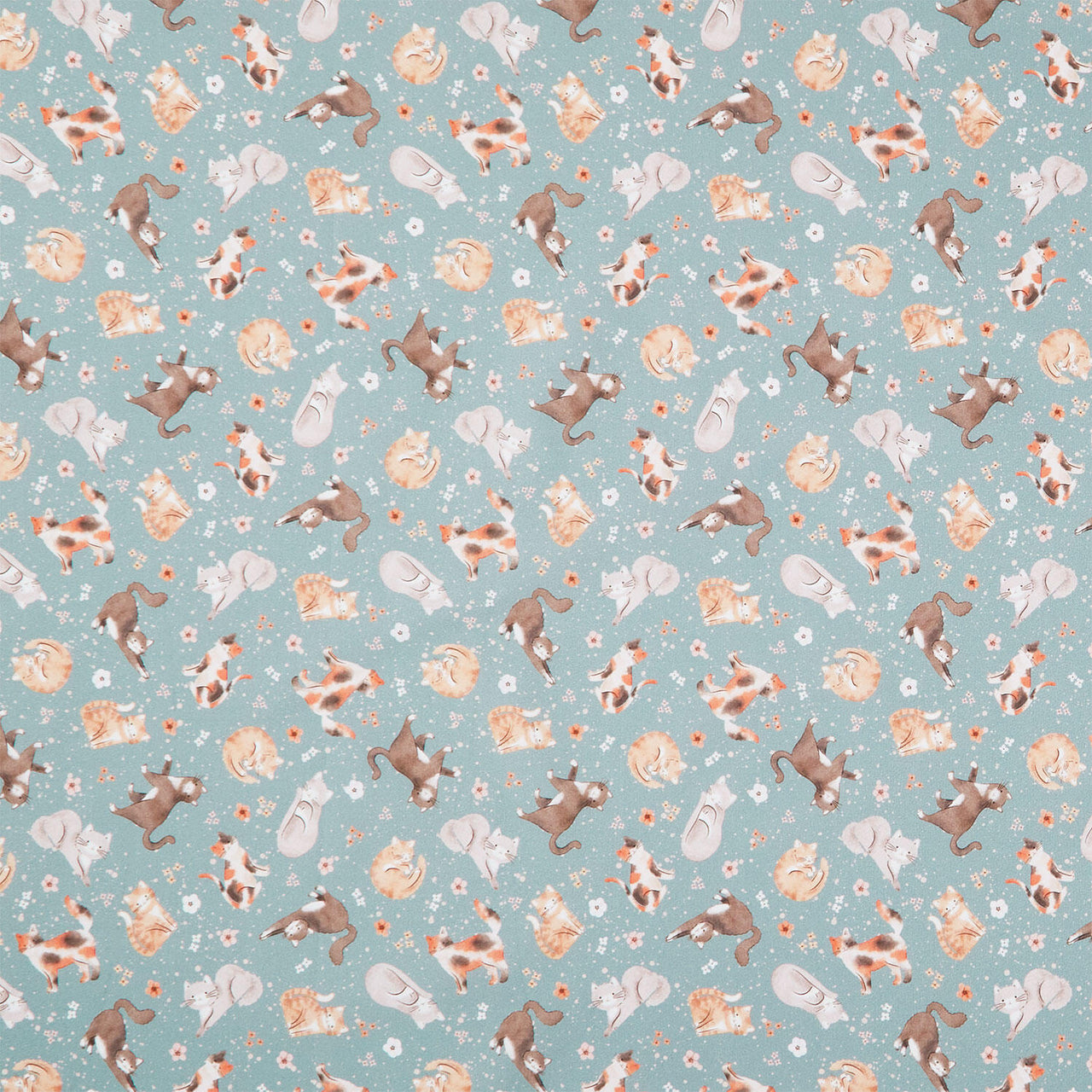 Petal and Purr - Feline Friends Sage Yardage