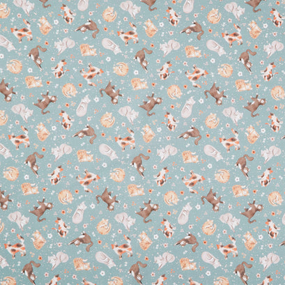 Petal and Purr - Feline Friends Sage Yardage