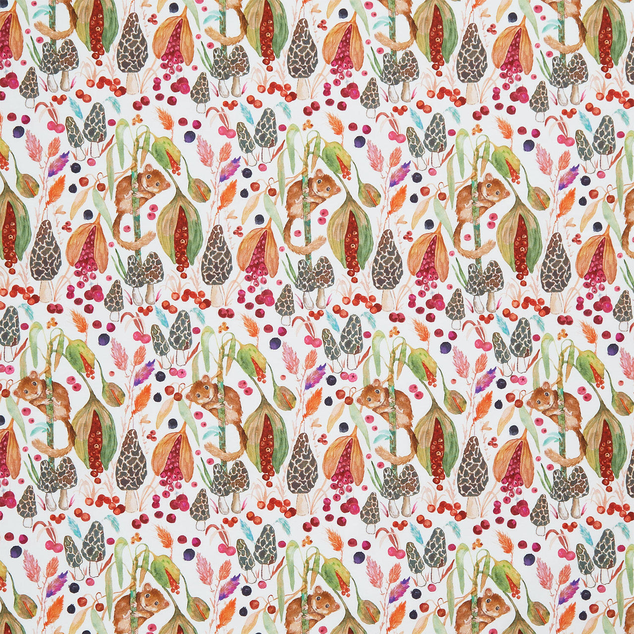 Forest Fruits - Little Doormouse White Yardage