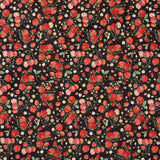 Forest Fruits - Strawberries Black Yardage
