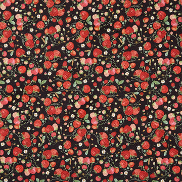 Forest Fruits - Strawberries Black Yardage