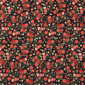 Forest Fruits - Strawberries Black Yardage