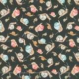 Forest Fruits - Snails Black Yardage