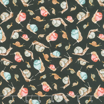 Forest Fruits - Snails Black Yardage