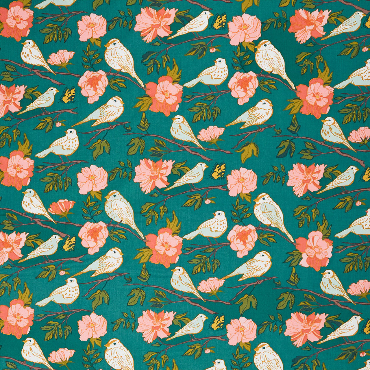 Lush Life - Birds of a Feather Teal Yardage