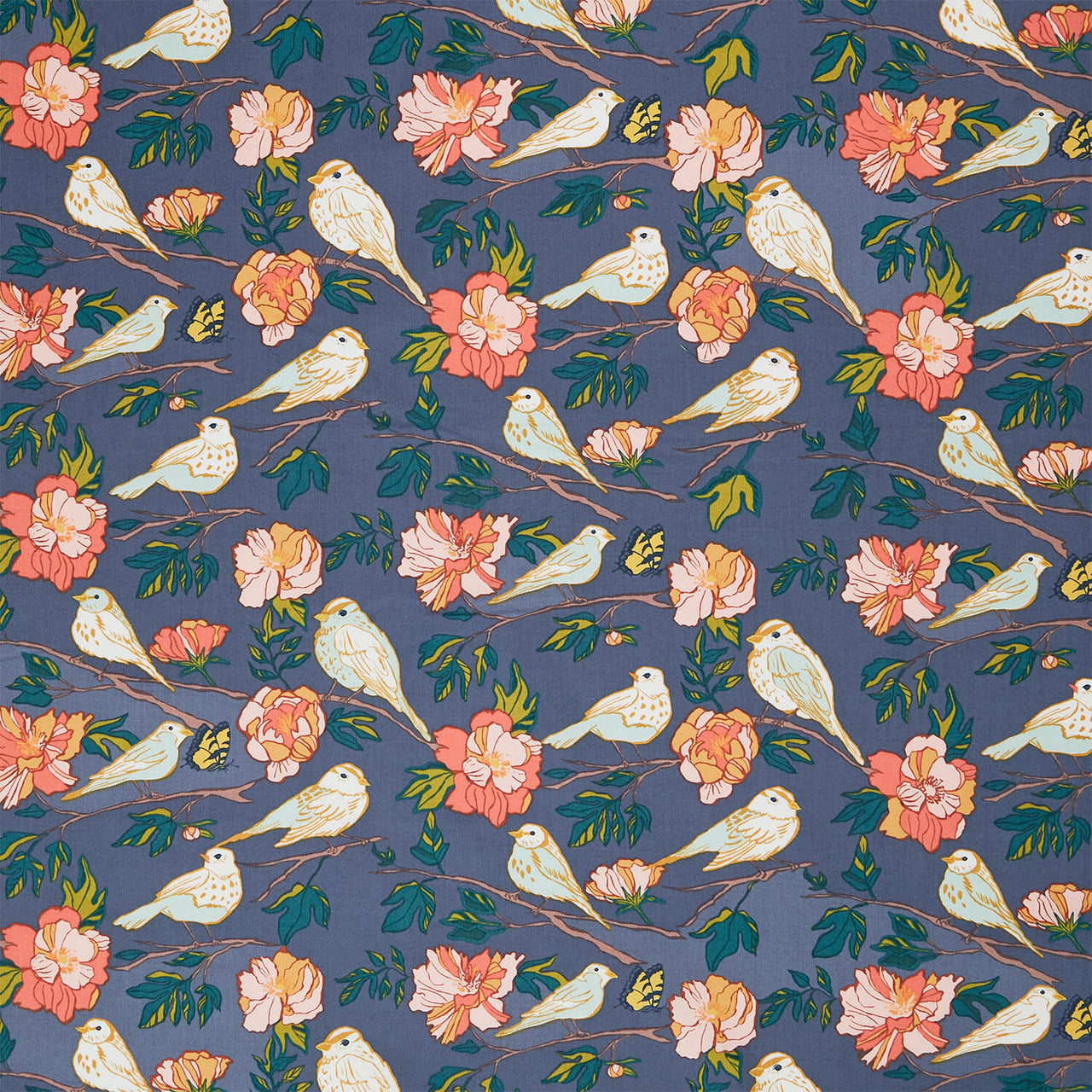Lush Life - Birds of a Feather Periwinkle Yardage