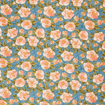 Lush Life - Wild Peonies Soft Teal Yardage