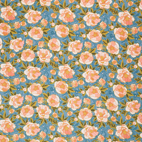 Lush Life - Wild Peonies Soft Teal Yardage