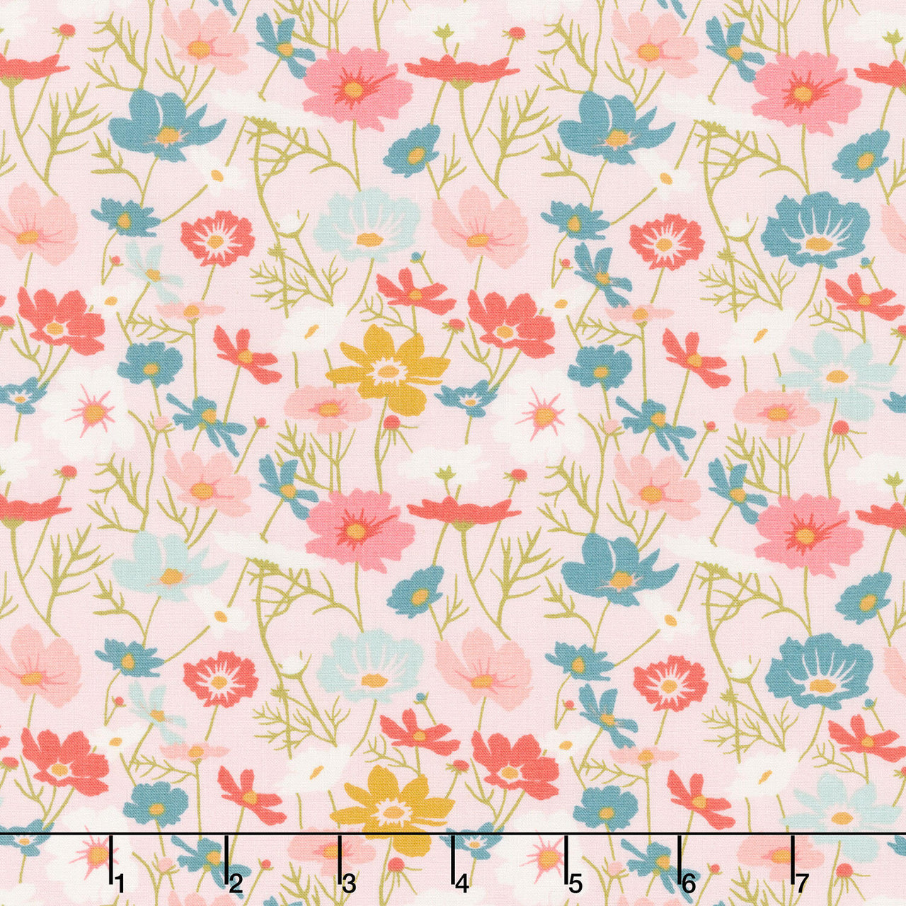 Lush Life - Blooming Cosmos Pale Pink Yardage