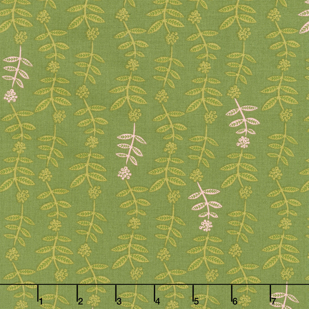 Lush Life - Flower Chain Olive Yardage