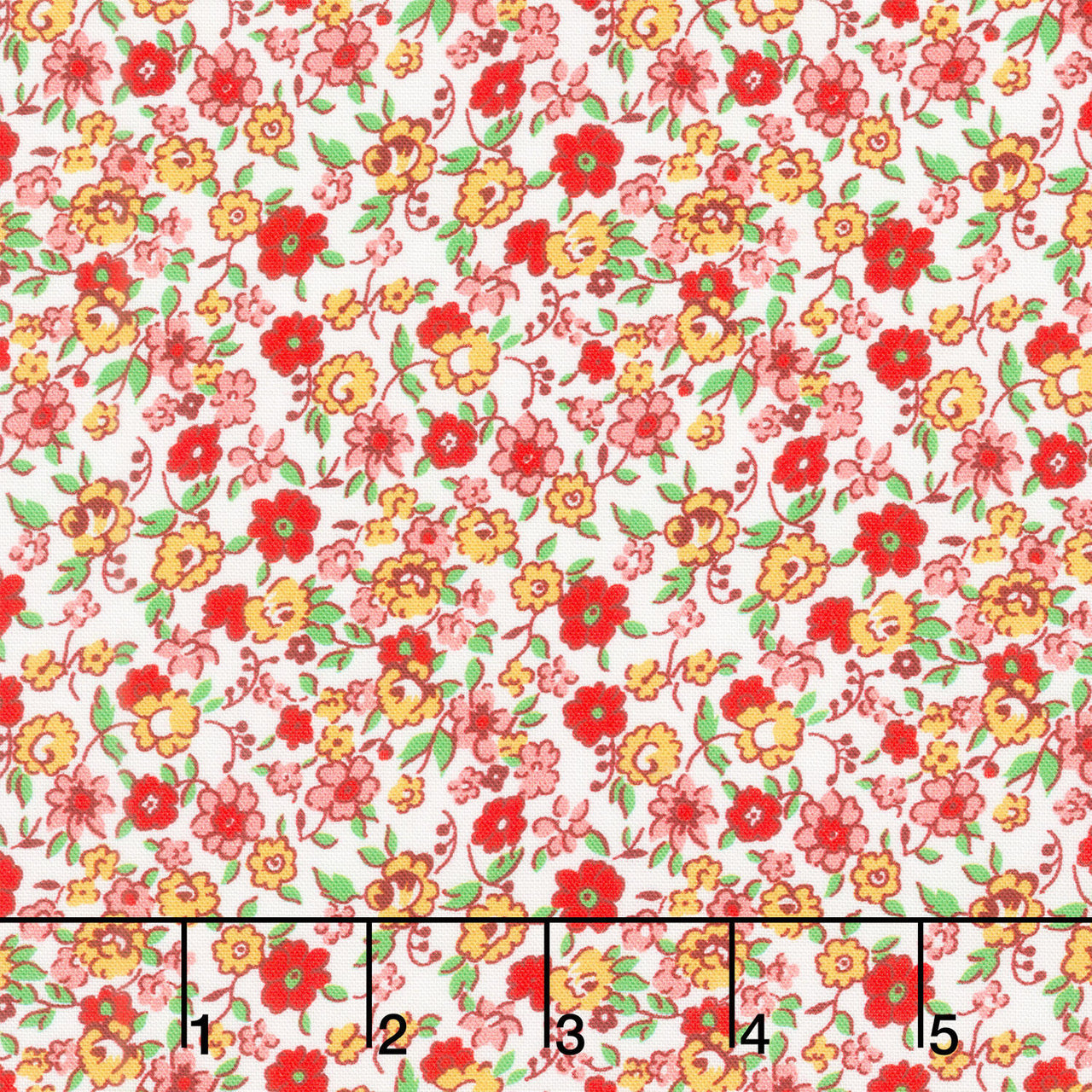 Merry Go Round - Flowing Flowers Red Yardage