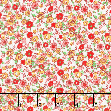 Merry Go Round - Flowing Flowers Red Yardage