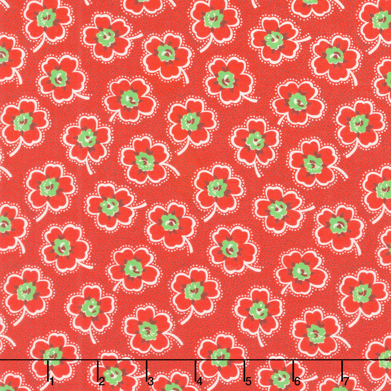 Merry Go Round - Ditzy Dotted Floral Red Yardage