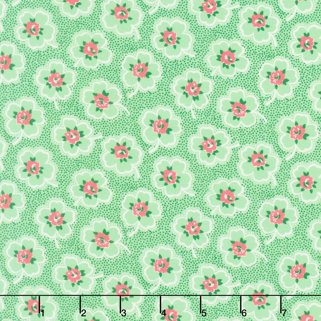 Merry Go Round - Ditzy Dotted Floral Green Yardage