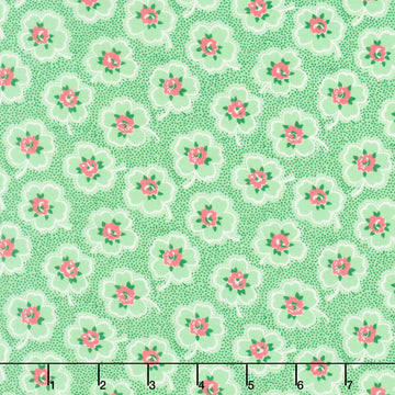 Merry Go Round - Ditzy Dotted Floral Green Yardage