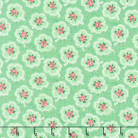 Merry Go Round - Ditzy Dotted Floral Green Yardage