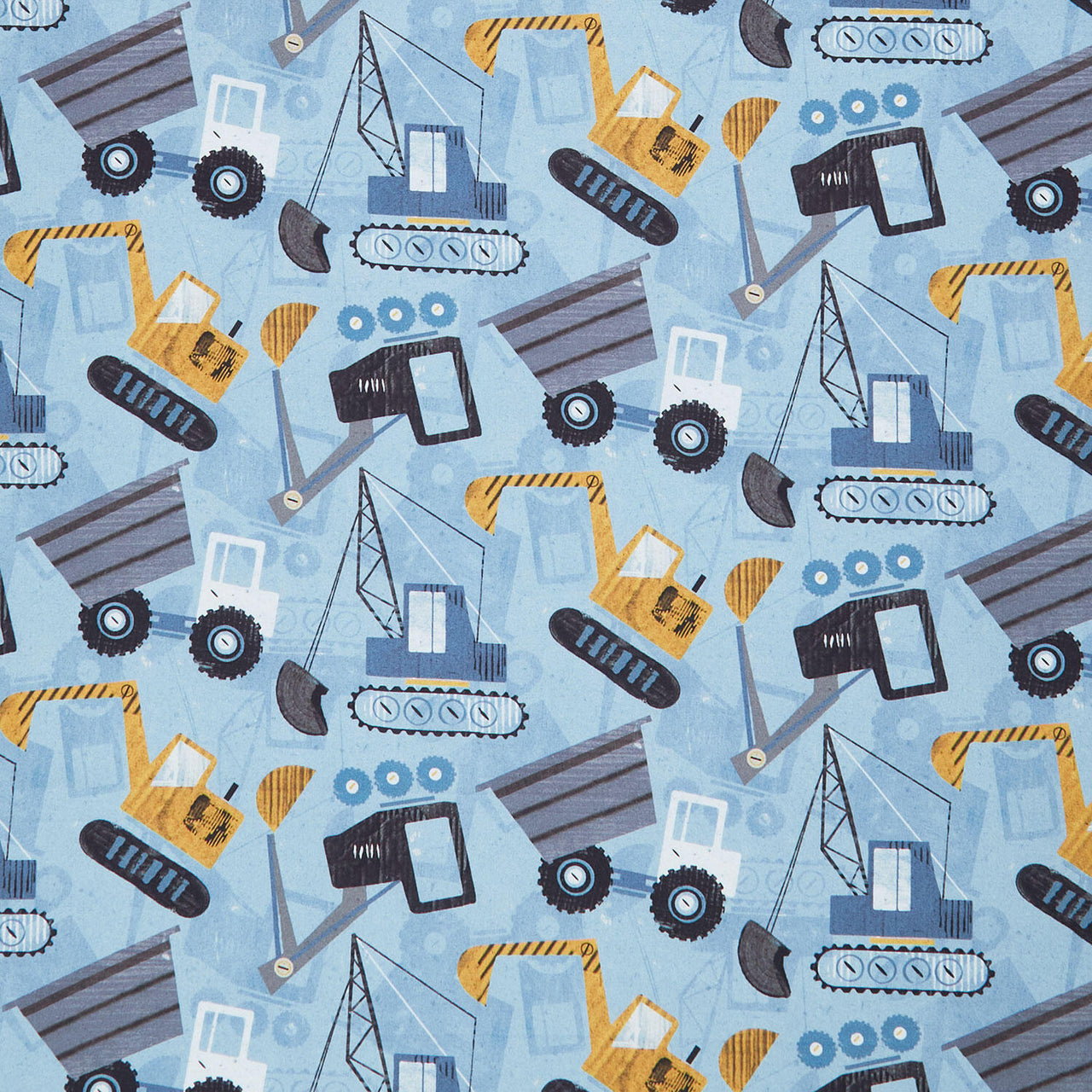 Diggers and Dozers - Construction Site Blue Collar Yardage