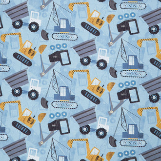 Diggers and Dozers - Construction Site Blue Collar Yardage