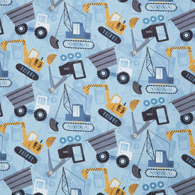 Diggers and Dozers - Construction Site Blue Collar Yardage