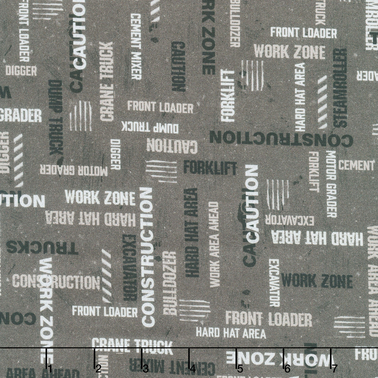 Diggers and Dozers - Building Beam Text Dirt Black Yardage