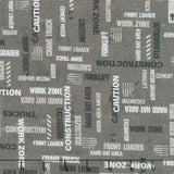 Diggers and Dozers - Building Beam Text Dirt Black Yardage