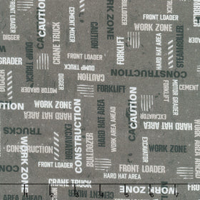 Diggers and Dozers - Building Beam Text Dirt Black Yardage