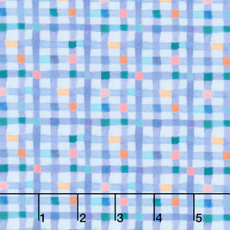 Cats Around Town - Pawsome Plaid Cornflower Yardage