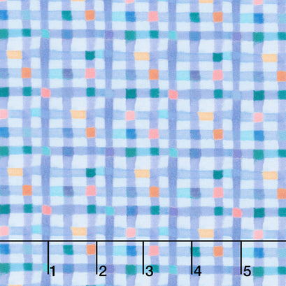 Cats Around Town - Pawsome Plaid Cornflower Yardage