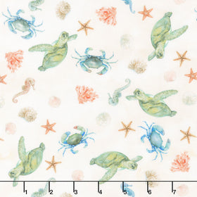 Ocean Life - Undersea Life Ivory Yardage