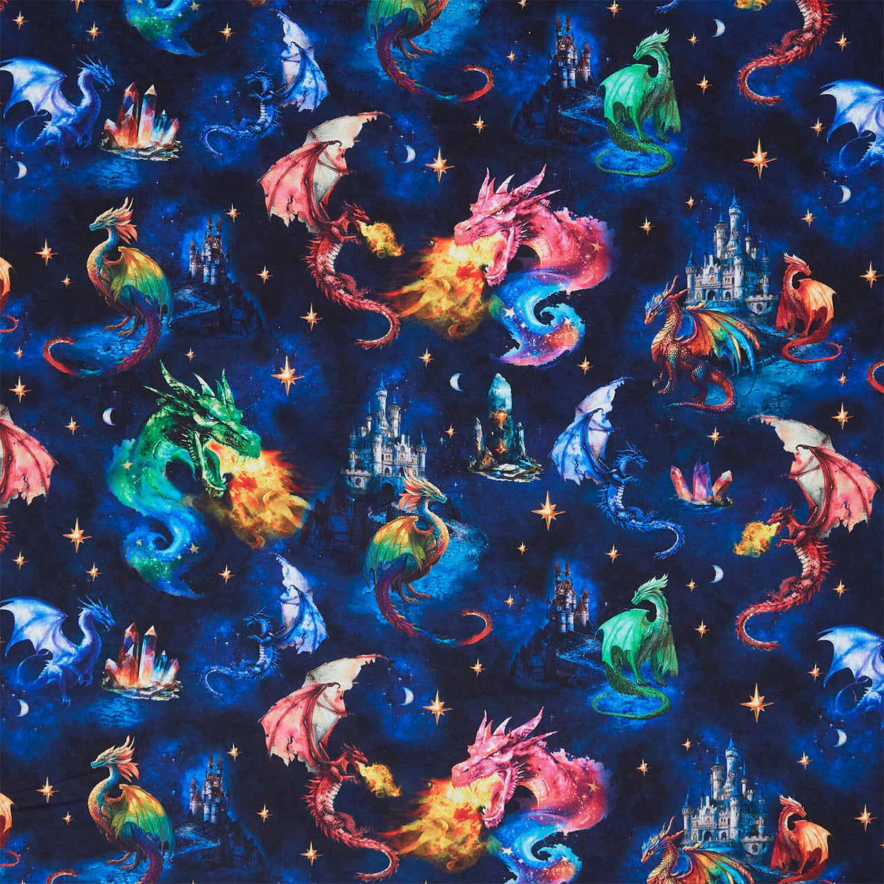 Dragon Kingdom - Dragon Mythical Adventure Midnight Yardage