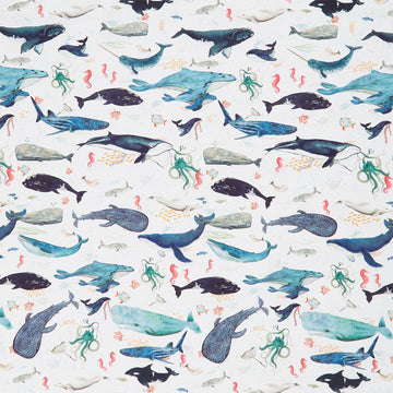 Deep Blue - Creatures of the Sea Foam Yardage