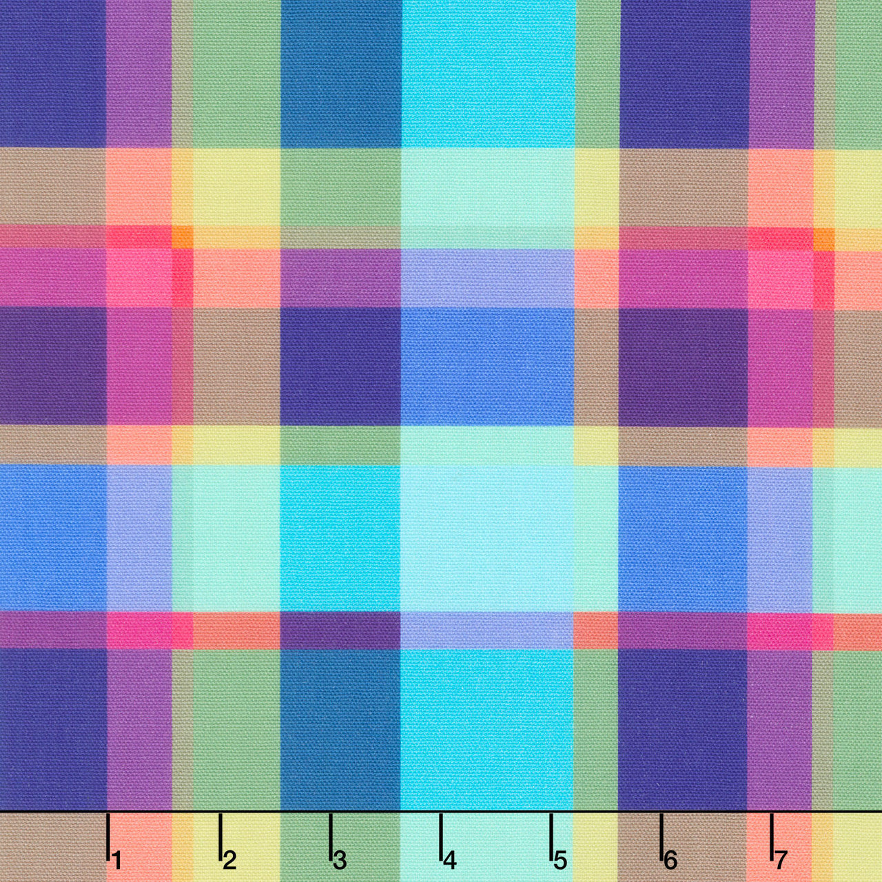 Winding Road - Summer Plaid Canvas Multi Yardage