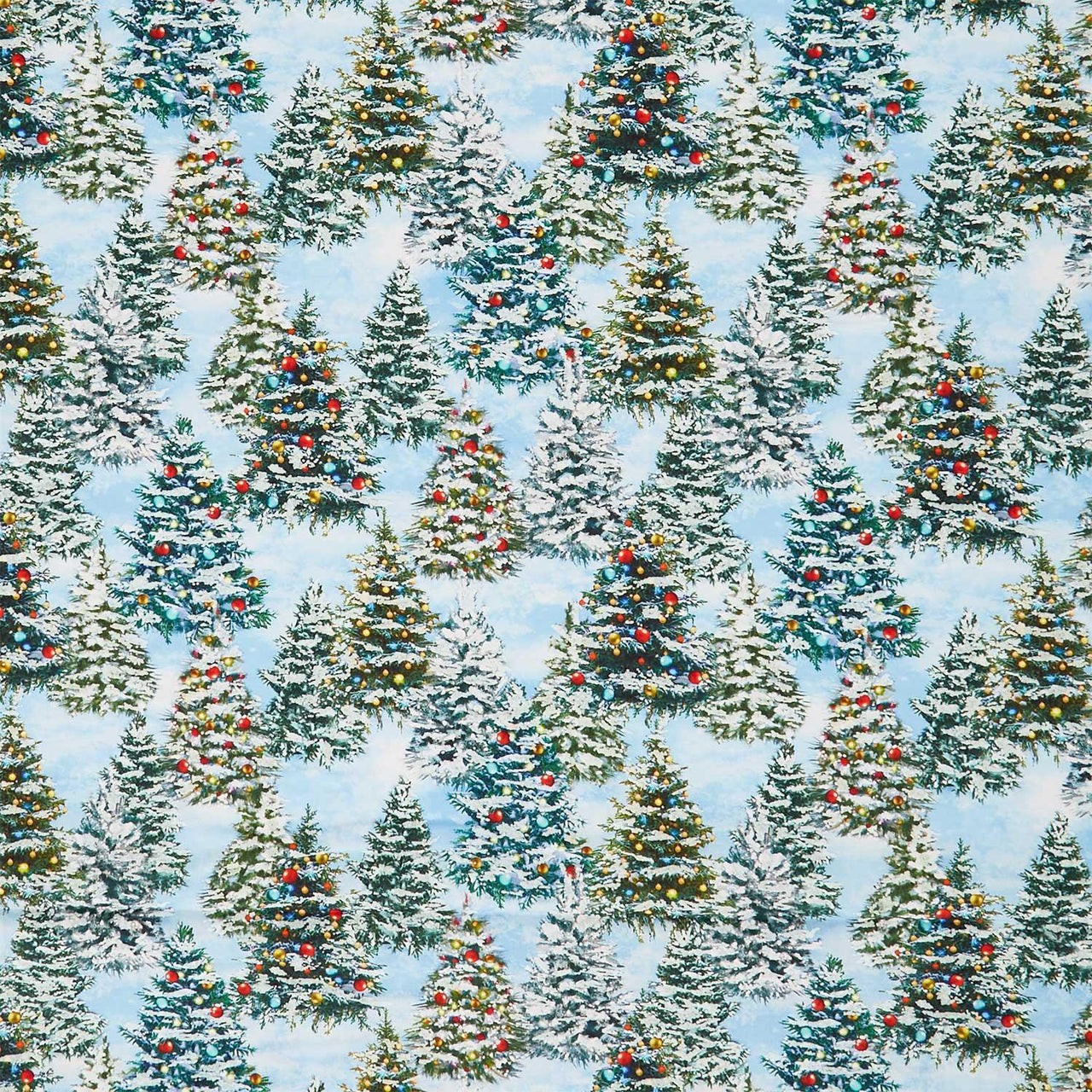 Winter Wonder - Christmas Tree Farm Icy Blue Puff Yardage