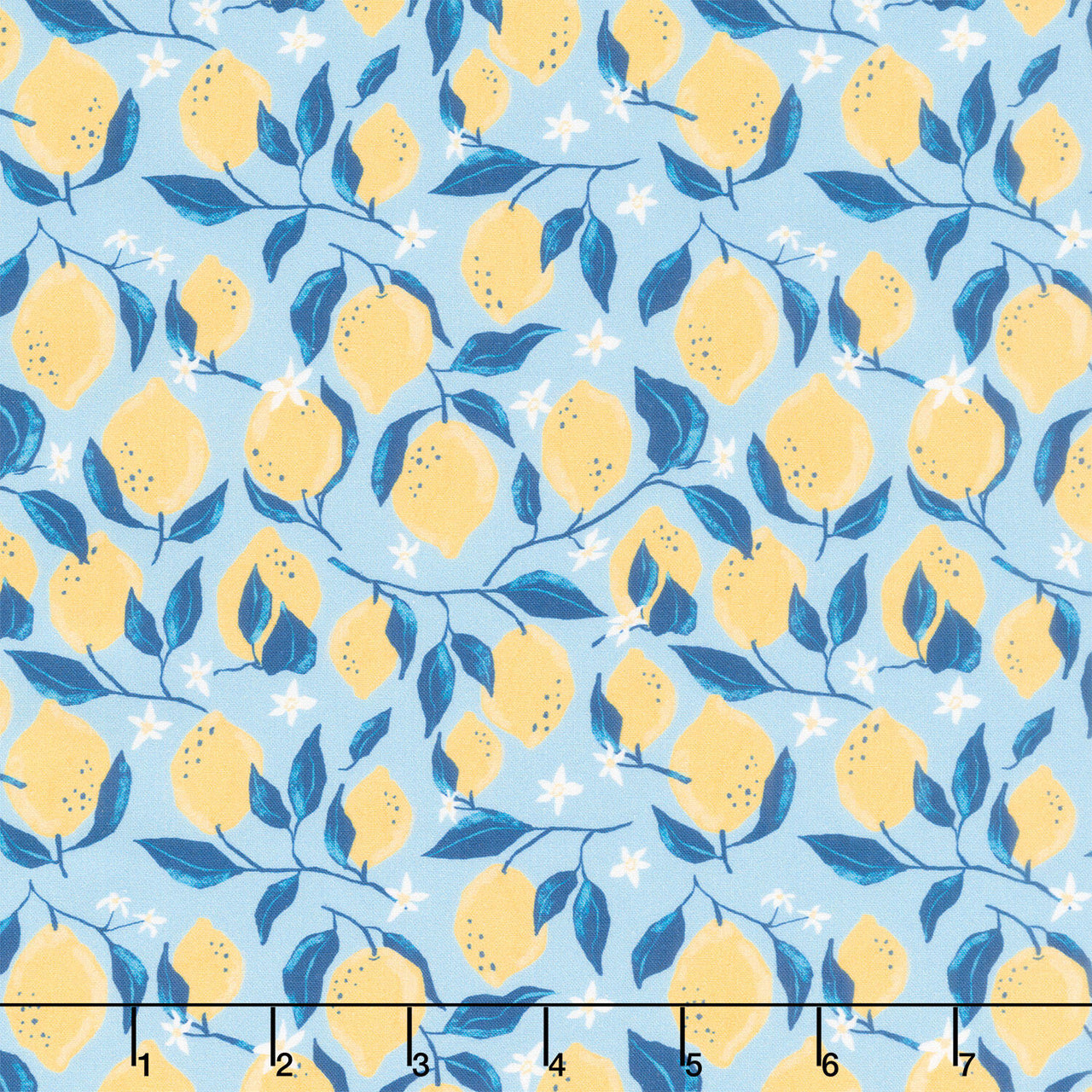 Villa Sol - Lemons Sea Blue Yardage