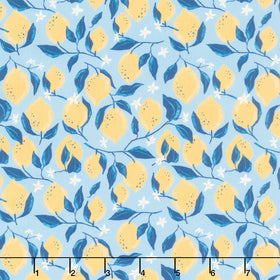 Villa Sol - Lemons Sea Blue Yardage