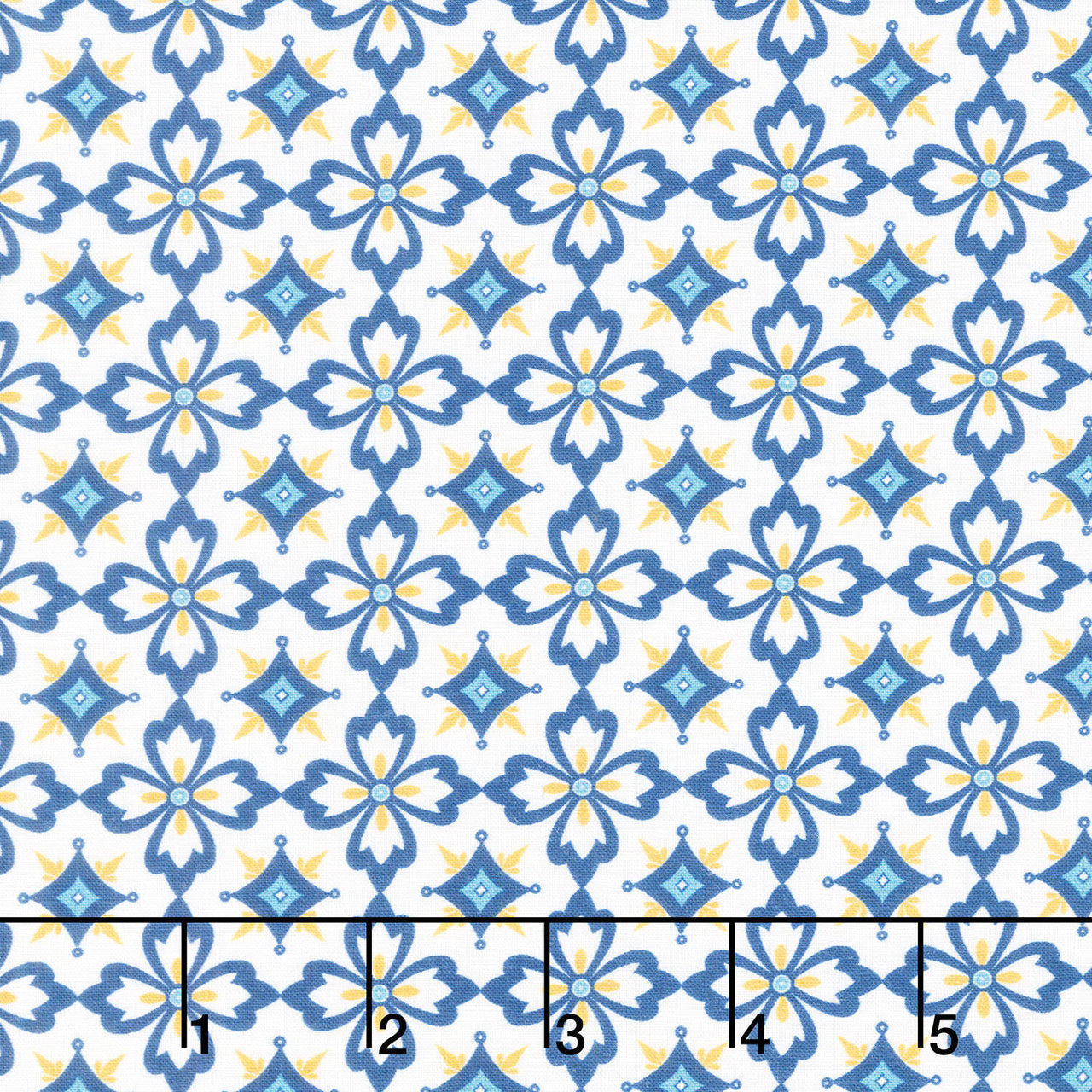 Villa Sol - Flower Tiles White Yardage