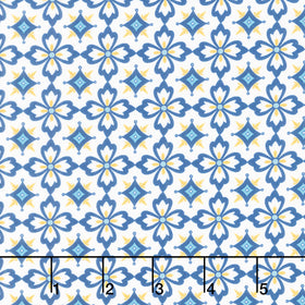 Villa Sol - Flower Tiles White Yardage