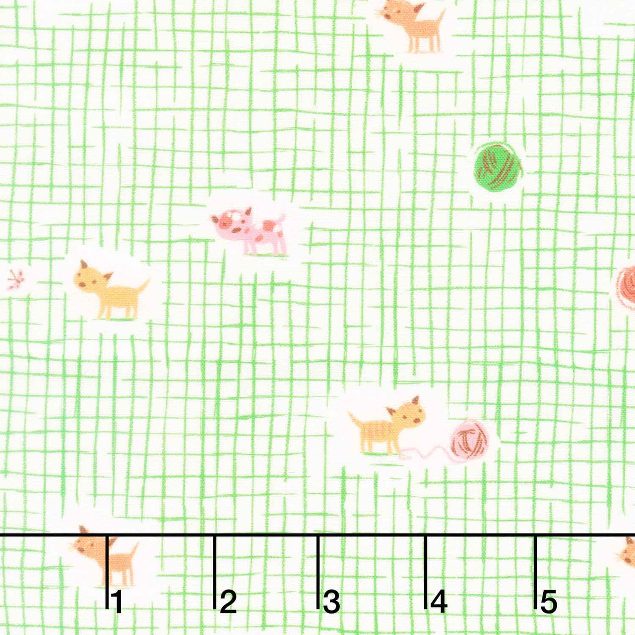 Heather Ross Favorites - Kitten Plaid Green Yardage