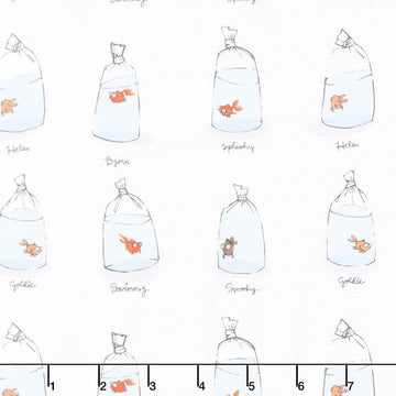 Heather Ross Favorites - Goldfishes in Bags White Yardage