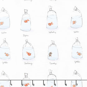 Heather Ross Favorites - Goldfishes in Bags White Yardage