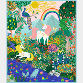 Rainbow Vale - Mystical Meadow Unicorns Multi Panel